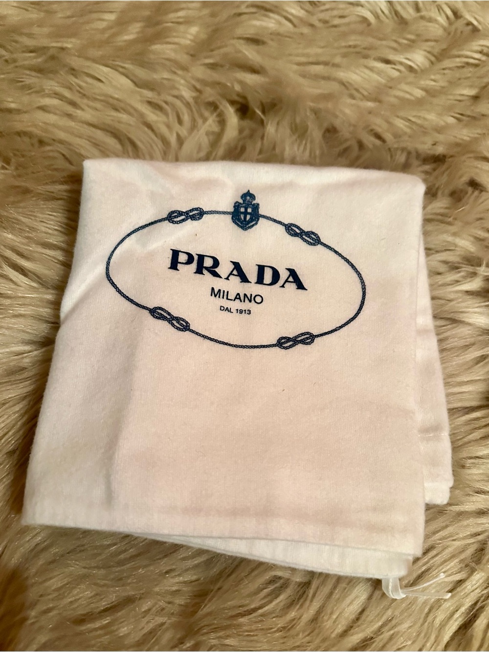 Prada White Dust Bag with Navy Logo